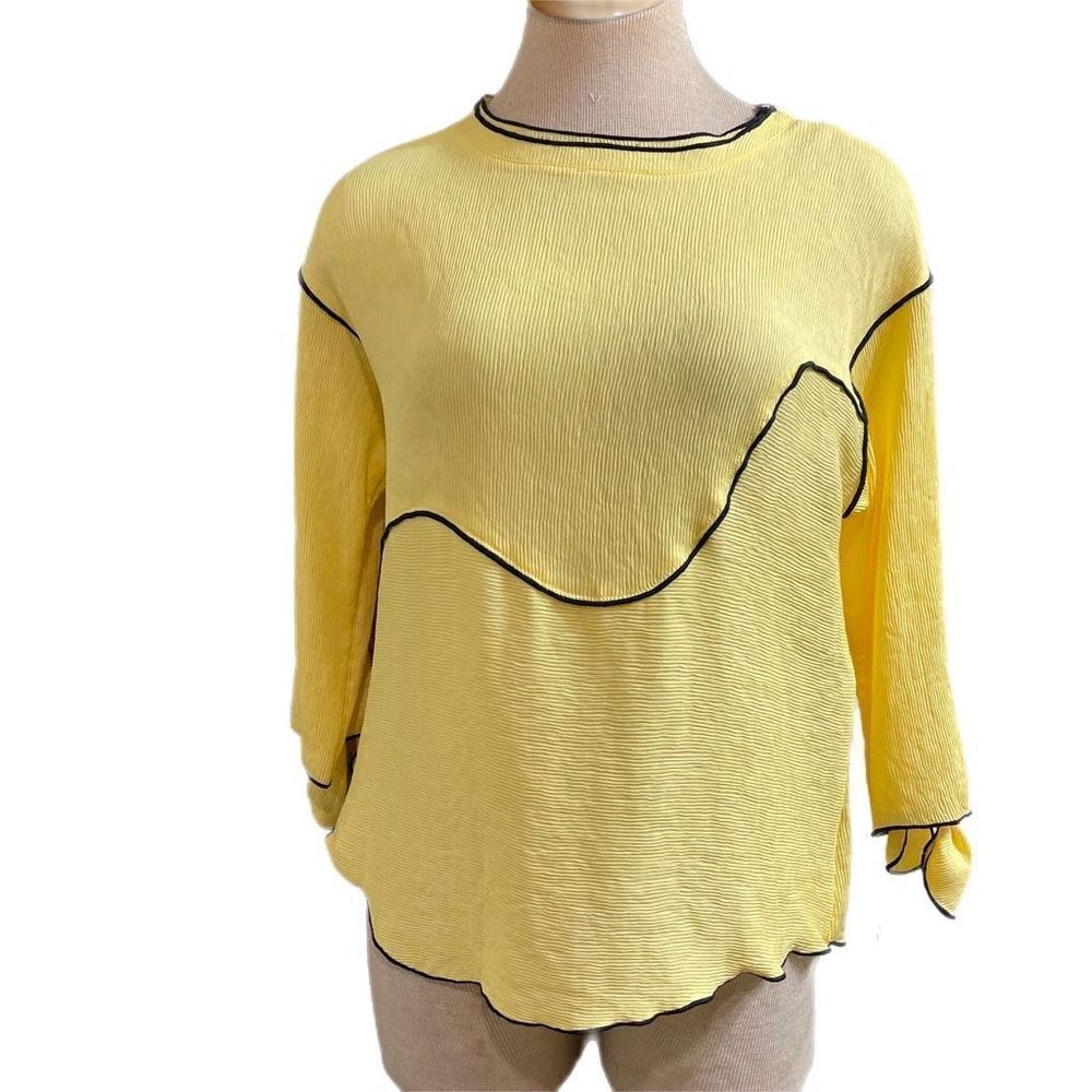 NWT IC By Connie K Yellow Tie Sleeve Top Blouse Size Small New